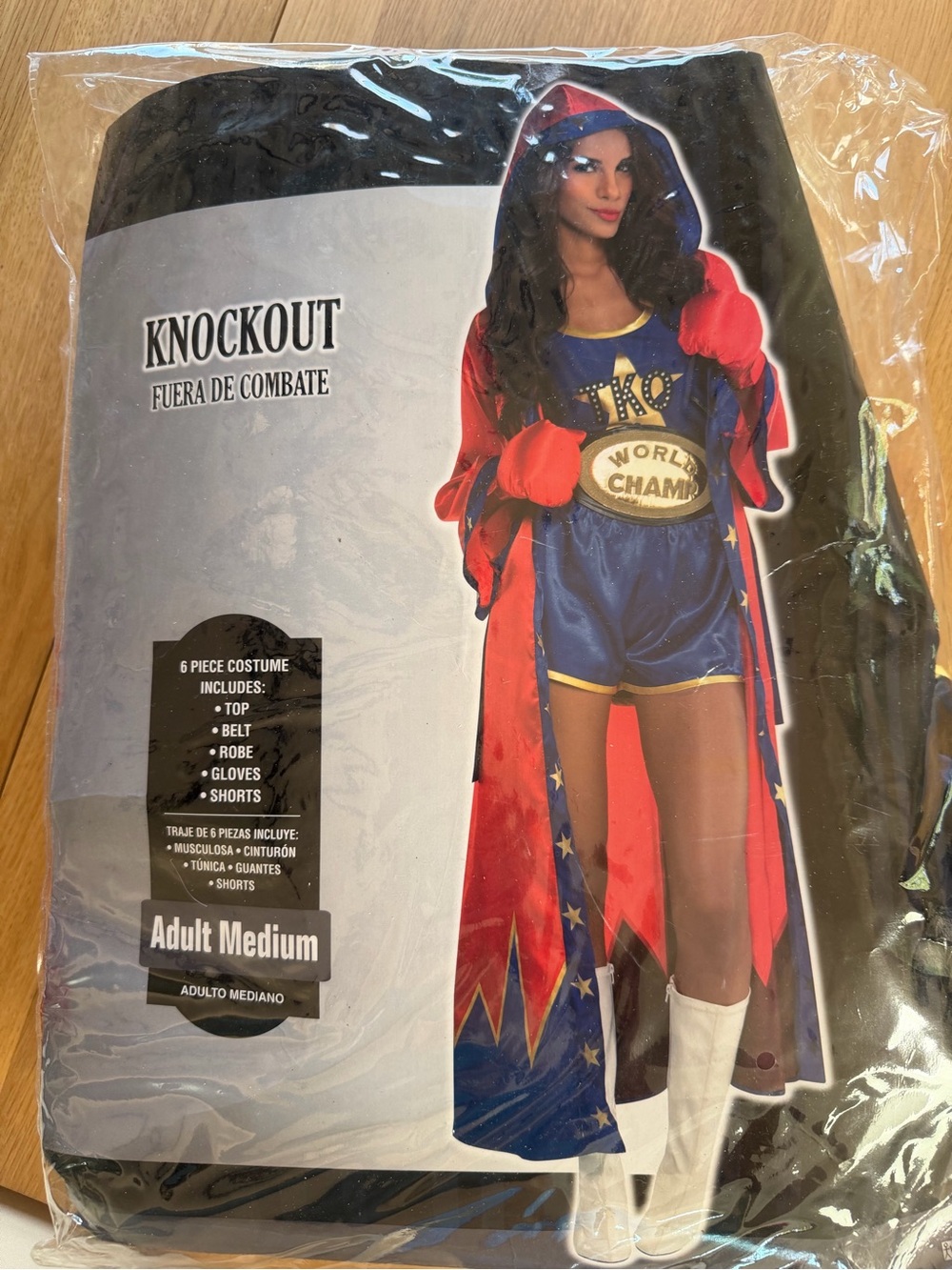 Knockout World Champ Women's Boxing Costume - Red & Blue